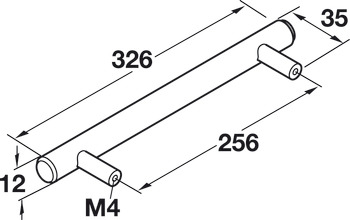 Barkston Bar Handle Steel SSE D12mm 256mm Fixing Centres - view 2