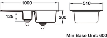 Sink Ceramic 1.5 Bowl and Drainer Rangemaster CRT10202 Surface mounted White - CRT10202WH - view 3