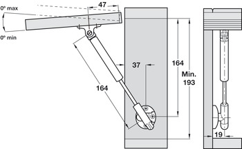 Automatic Opening Lid Stay for Wooden/Aluminium Frame Doors Length 164 mm 50N - view 3