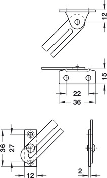 Lid Stay with Guide Slot for Wooden Flaps Suitable for use as a door restraint Left handed mounting - view 2