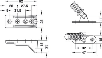 Flap-Ex Flap Hinge for Door Fronts Hinged at Base Particularly suitable for installation in cabinets with front flaps White plastic - view 3