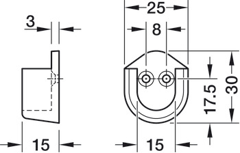 Rail End Support Plastic for use with Oval Wardrobe Rails 15 mm Wide Screw fixing White finish - view 2