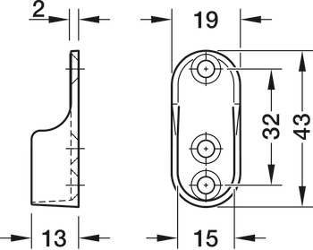 Rail End Support for use with Oval Wardrobe Rails 15 mm Wide Zinc alloy For screw fixing polished nickel plated finish - view 3
