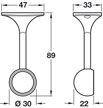 WithRobe Rail D25mm Deluxe End Bracket White - view 2