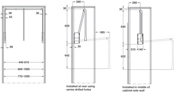 Pull Down Wardrobe Rail for Installed Height 850 mm 2004 Steel wardrobe rail plastic pull rod housing and connecting parts For internal wardrobe width 770-1200 mm chrome plated steel rail white plastic housing and connecting parts white pull rod - view 4