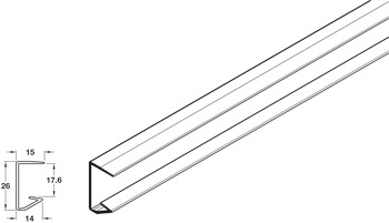 Profile Length 4100 mm for 18 mm Thick Wooden Shelves Stainless steel effect - view 2