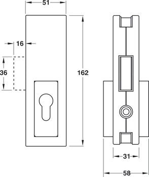 Patch Fitting Lock with Profile Cylinder Aperture Startec For left or right hand use Matt stainless steel finish - view 4
