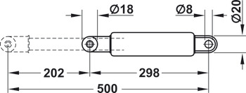 Gas Piston for Bed Weight 50-100 kg Pushing Force 900-1900 N Foldaway Bed Fittings For end mounting beds Bed weight 100 kg pushing force 1900 N - view 2