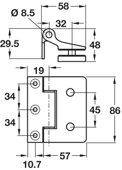 Slim Glass Door Hinge Suitable for Toughened Glass Doors 8-12 mm Thick Fernando Satin nickel plated finish - view 2