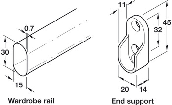 WithRobe Rail Set 450mm/Single PC - view 2