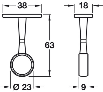 Rail Centre Bracket Ø 19 mm Zinc Alloy White finish - view 2