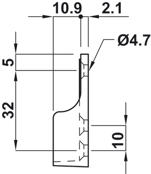Rail End Support for use with Oval Wardrobe Rails 15 mm Wide Zinc alloy For screw fixing polished nickel plated finish - view 2