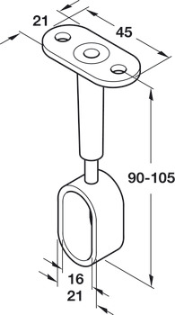 WithRobe Rail (Oval) Centre Supp Ht Adj PC - view 2
