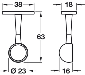 Rail End Bracket Ø 19 mm Zinc Alloy White finish - view 2