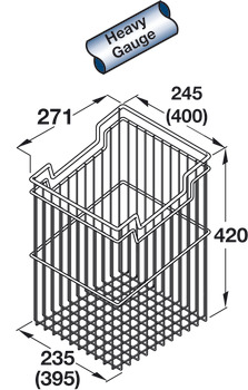 Laundry Basket Angled Chrome 39.0Lts 450mm - view 2