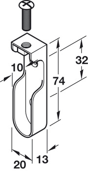 Rail End Support for use with Oval Wardrobe Rails 15 mm Wide With flat head bolt to top fix bracket Polished chrome finish - view 2