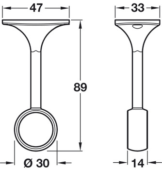 WithRobe Rail D25mm Deluxe Cent Bracket White - view 2