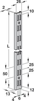 Supp Chnl Dbl Slot 1495mm PC Steel White - view 2
