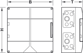 Small Distributor Box with Top Hat Rail Plastic Rated IP65 14 joint units 315 x 155 x 300 mm - view 2