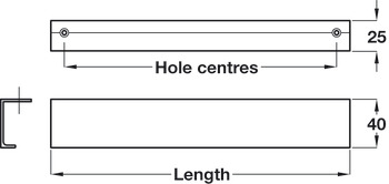 Lister Trim Handle Aluminium Bru Nickel 128mm Fixing Centres - view 2