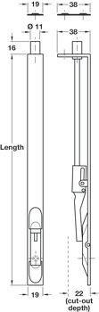 Flush Bolt Lever Action Brass Length x width: 762 x 19 mm polished - view 2