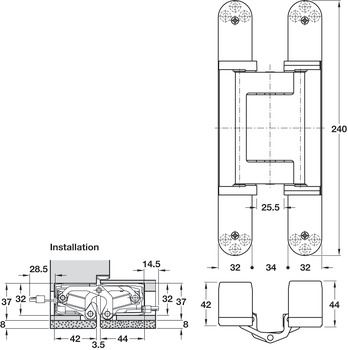 Tectus TE640 3D A8 180D Energy Hinge SSS - view 3