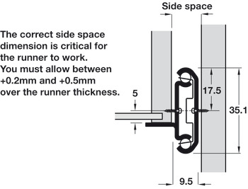 2002 BB Drawer Runner 2-Way Sgl 35kg 406mm Bright Zinc Plated - view 4