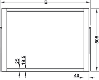 Pull Out Frame Häfele Dresscode For side panel thickness of 19 mm Width B 920 mm for cabinet width 1000 mm umber grey RAL 7022 - view 5