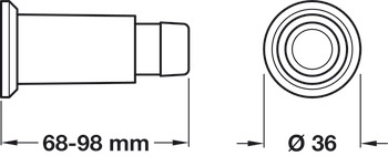 Door Stop/Wall D36x69-98mm Brs/Rub SC - view 2