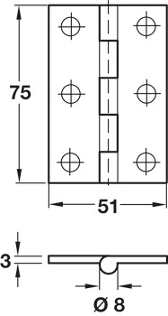 Butt Hinge Heavy Gauge 76x50mm Brs BP - view 2