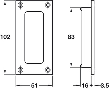 Flush Pull Handle 102x51mm Brass Polished Brass - view 3