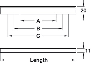 Angle Pull Handle Aluminium PC 256/320mm Fixing Centres - view 4