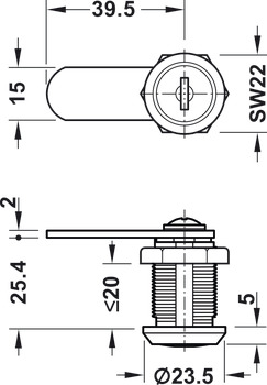 Cam Lock Econo Standard Profile with Straight Cam Keyed to differ - view 2