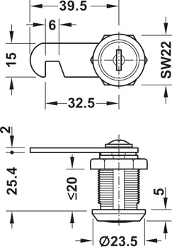 Cam Lock Econo Standard Profile with Hook Cam Keyed alike - view 2