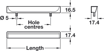 Inset Handle Zinc Alloy Ø 5 mm Lugs Fixing Centres 128 mm Hide Matt black - view 2