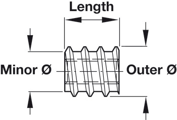 Screw-in Sleeve with Screwdriver Slot Length 15 mm outer Ø 12 mm core Ø 9 mm M6 internal thread for Ø 7/9 mm hole - view 4
