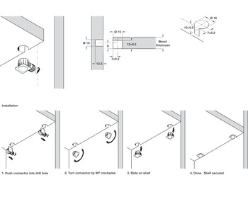Turn Fastener Shelf Connector D15mm ZNP - view 5