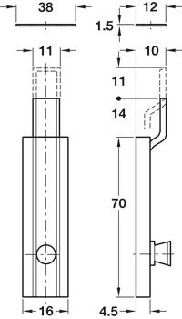Furniture Bolt Cranked 70mm SF Brs Nat - view 4