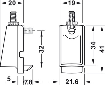Rail End Support for Straight-Edged Wardrobe Rail Häfele Dresscode Traffic white RAL 9016 - view 5