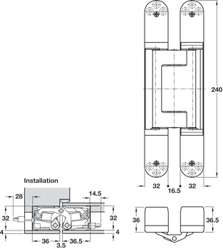 Tectus TE640 3D 180D Energy Hinge SSS - view 3