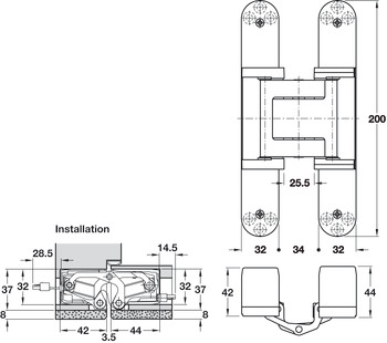 Tectus TE540 3D A8 180D Energy Hinge SSS - view 3