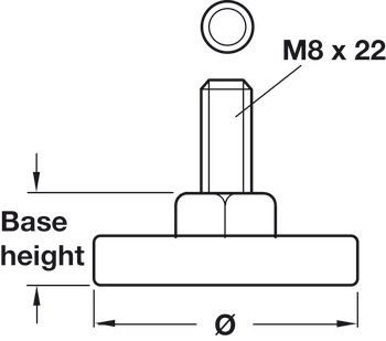 Base Leveller with Hexagonal Nut and M8 x 22 mm Threaded Bolt Plastic Black Ø 30 mm base height 14 mm - view 2