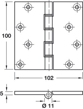 Butt Hinge Proj DPBW 100x103mm Brs SC - view 3