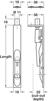 Lvr Act Flushbolt 203x19x38mm Brs Polished Brass - view 3