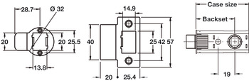 FastLatch Push Fit Tubular Latch Backset 44 caee size 60 mm satin nickel finish - view 2