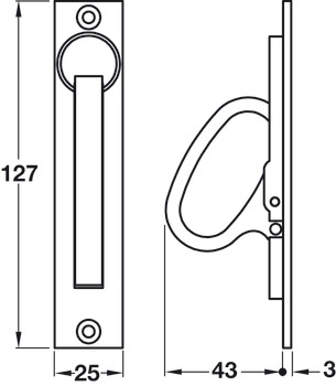 Pull Handle Edge Flush Brass Suitable for timber sliding doors Satin nickel - view 2