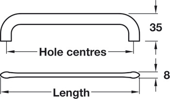 D Pull Handle Zinc Alloy Fixing Centres 64-320 mm Curly Matt black - fixing centres 64 mm - view 5