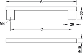 Bar Handle Aluminium Fixing Centres 160-1178 mm Graf 2 Black length 278 mm hole centres 256 mm - view 4