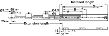 Ball Bearing Drawer Runners Full Extension Load Capacity 120 kg Accuride 5322 High grade stainless steel Installed length 600 mm extension length 642 mm - view 3