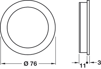 Pull Handle Flush Round Brass Suitable for timber sliding doors Satin nickel - view 2